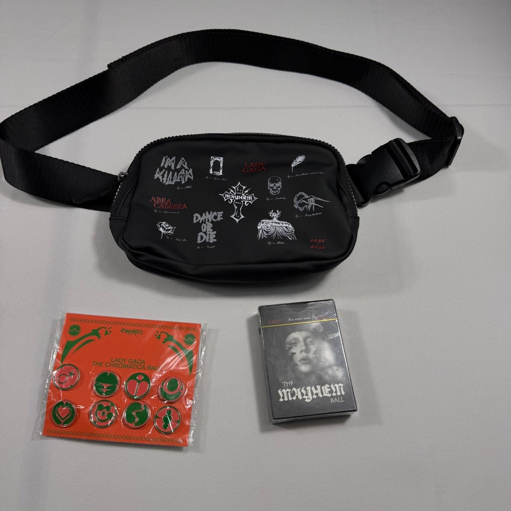 Lady Gaga The Mayhem Ball Tour 2025 2026 Belt Bag Playing Cards & Pins Bundle
